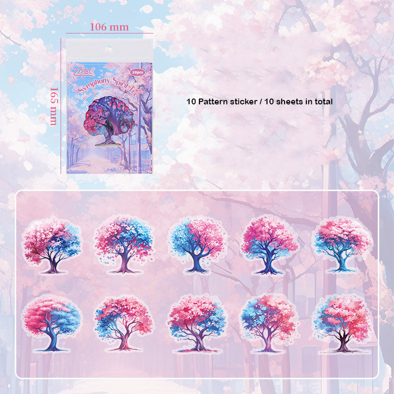 QMSY606  |G2| - sticker pack Dream tree shadow series tree landscaping theme pet handbook material stickers 10 pieces