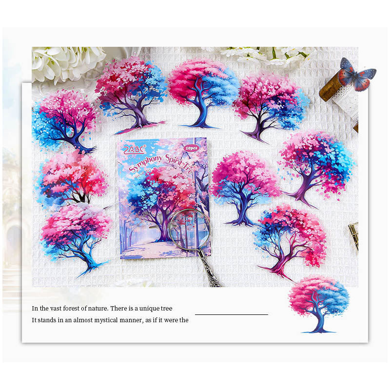 QMSY606  |G2| - sticker pack Dream tree shadow series tree landscaping theme pet handbook material stickers 10 pieces