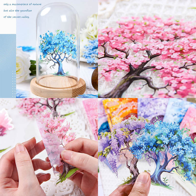 QMSY606  |G2| - sticker pack Dream tree shadow series tree landscaping theme pet handbook material stickers 10 pieces
