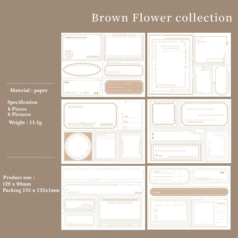 QWHTJ403|G4| - sticky note paper thousand patterns flower path series non-sticky retro handbook collage base tearable sticky note