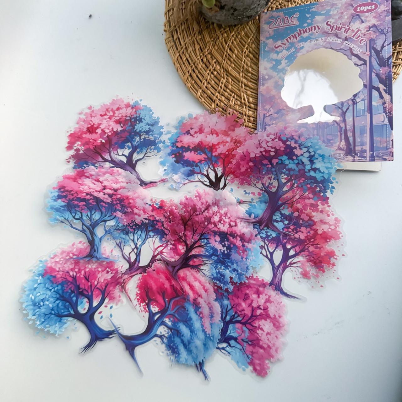 QMSY606  |G2| - sticker pack Dream tree shadow series tree landscaping theme pet handbook material stickers 10 pieces