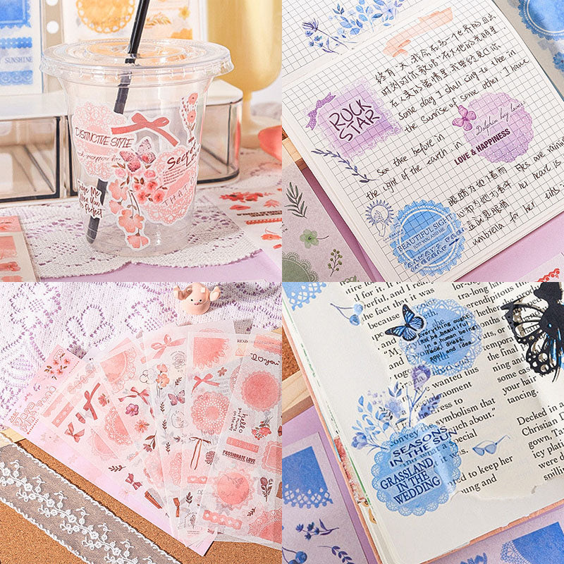 SCMJ601 - material pack watercolor dream series ins wind and paper hand curtain retro film DIY sticker | Purple