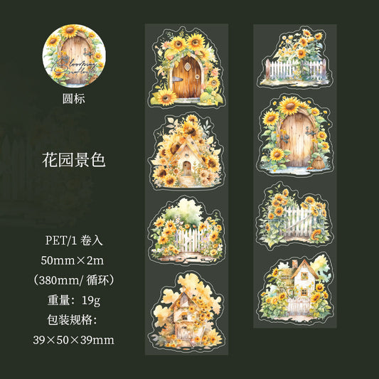 MHD-SFXR004-|RD|Floral Theme Transparent PET Sticker Roll | 50 mm | 2mtr