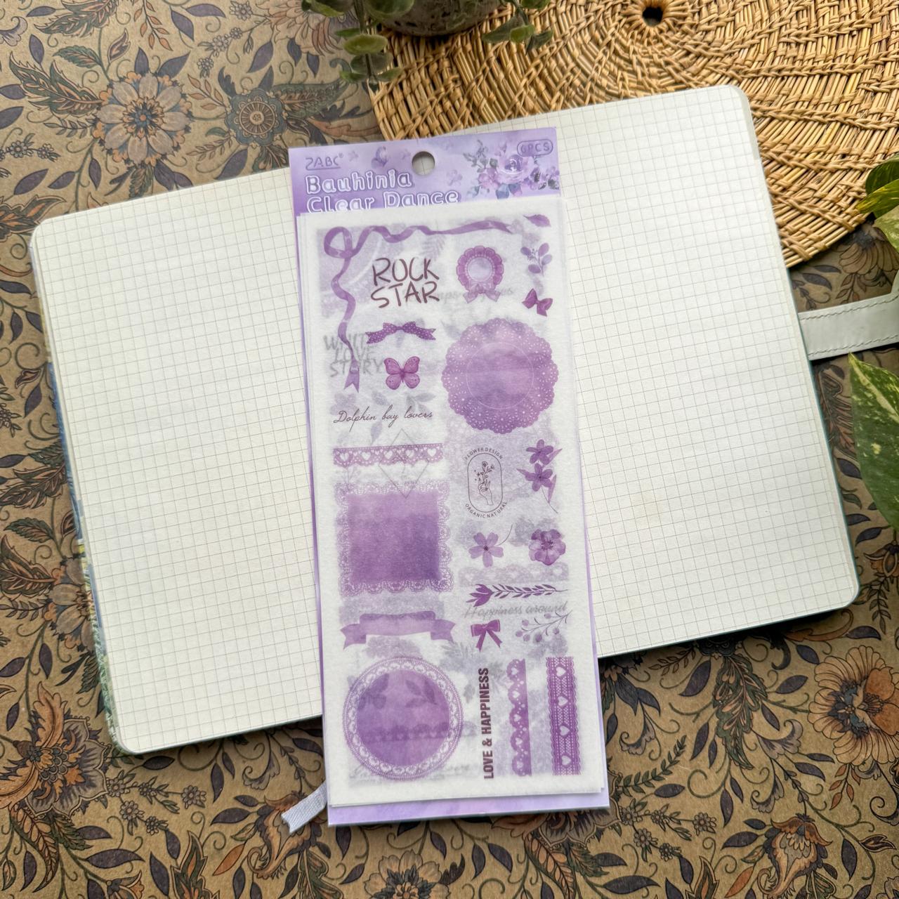 SCMJ601 - material pack watercolor dream series ins wind and paper hand curtain retro film DIY sticker | Purple