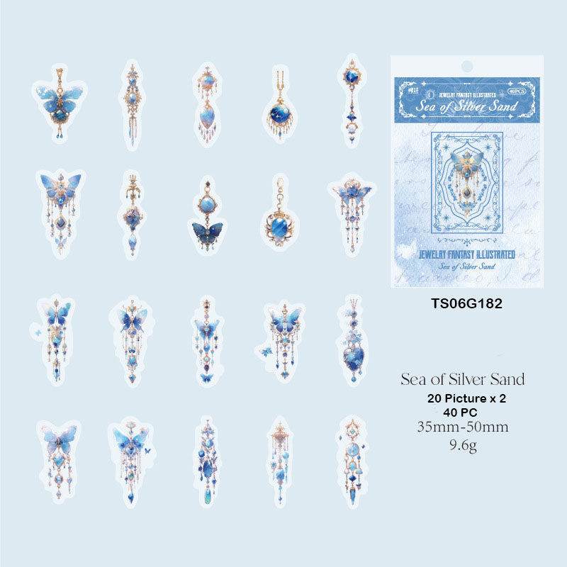 TS06G182 Jewelry Fantasy Illustrated Sticker 40Pc