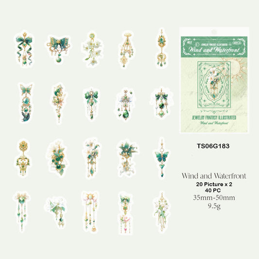 TS06G183 Jewelry Fantasy Illustrated Sticker 40Pc
