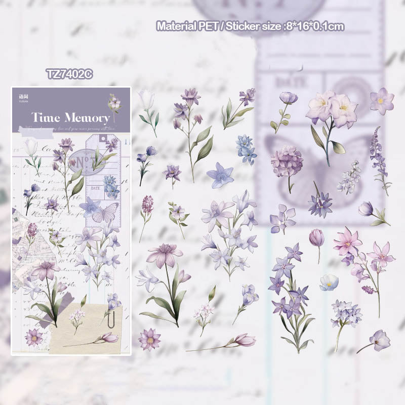 Tz7402C|G-10| Time Memory Flower Sticker Pack 2 Sheets