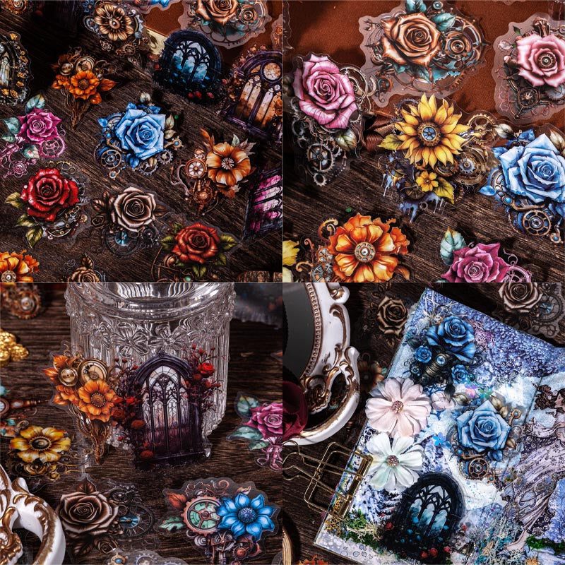 Tzzh033 Nightmare Retro Flower Sticker 12Pc