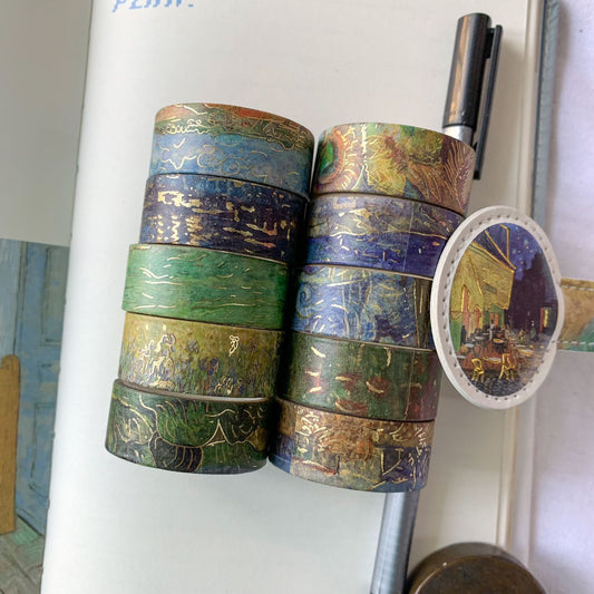 #20 Van Gogh Washi Tape Set of 10 | Foiled | Width: 15mm | 2 Mtr Length