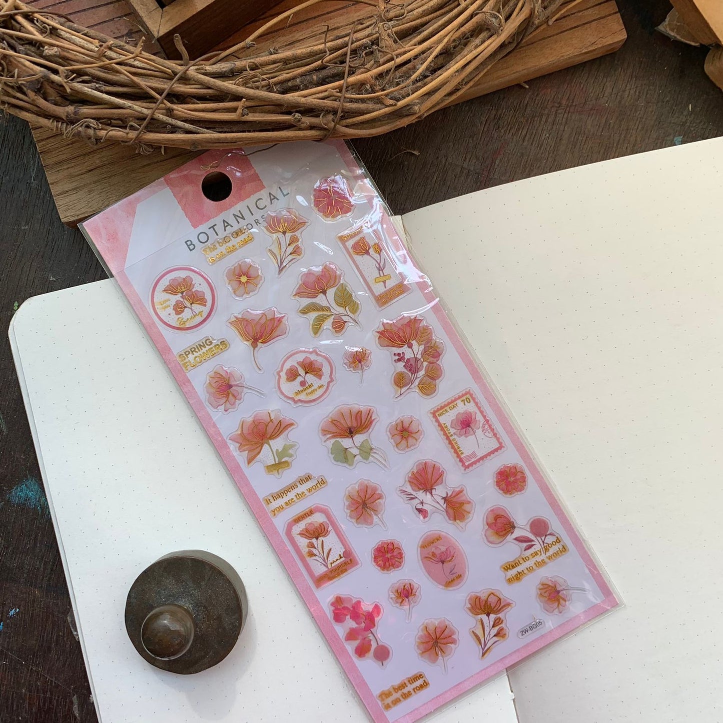 ZWBG #2 Botanical Journaling Sticker 1 Sheet - Kiss Cut Transparent Pet Stickers