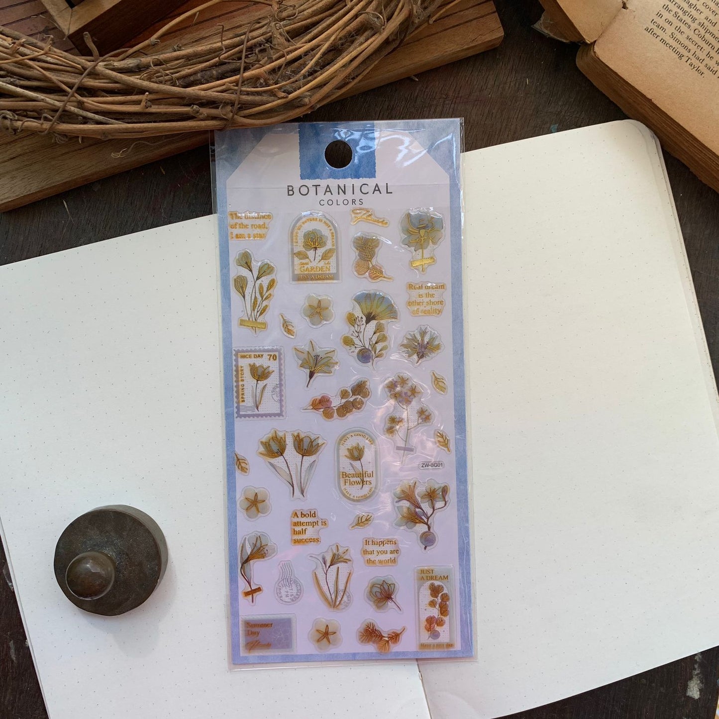 ZWBG#5|G-11| Botanical Journaling Sticker 1 Sheet - Kiss Cut Transparent Pet Stickers