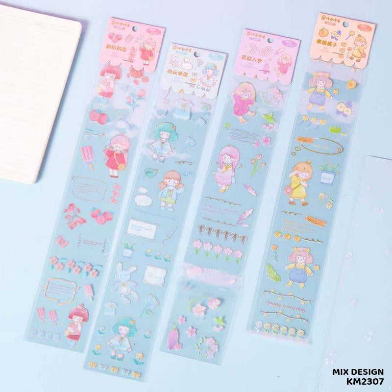 KM2307 - Kawaii 4 Sticker Sheets | Transparent Pet Stickers