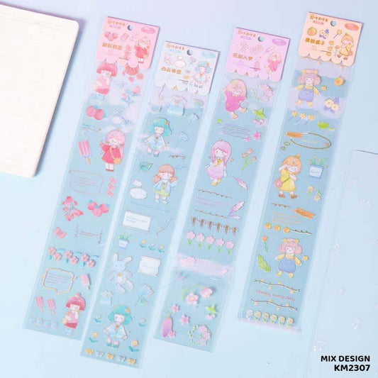 KM2307 - Kawaii 4 Sticker Sheets | Transparent Pet Stickers