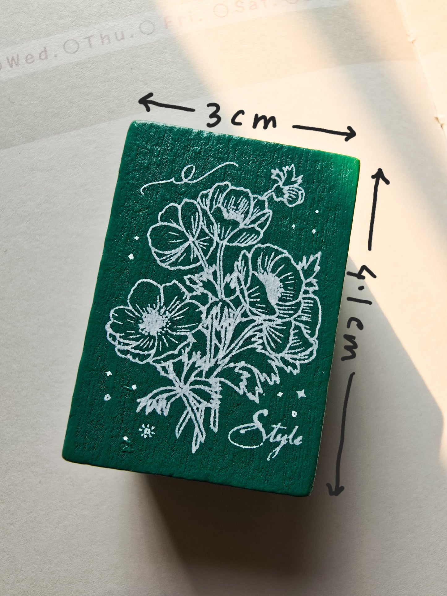 SXHX201 - A Wooden  Stamp | Flower | The Wooden Stamp | Green box