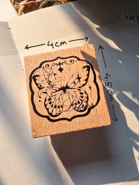 DWHY201 -F Wooden stamp | seal butterfly flower ribbon stamp