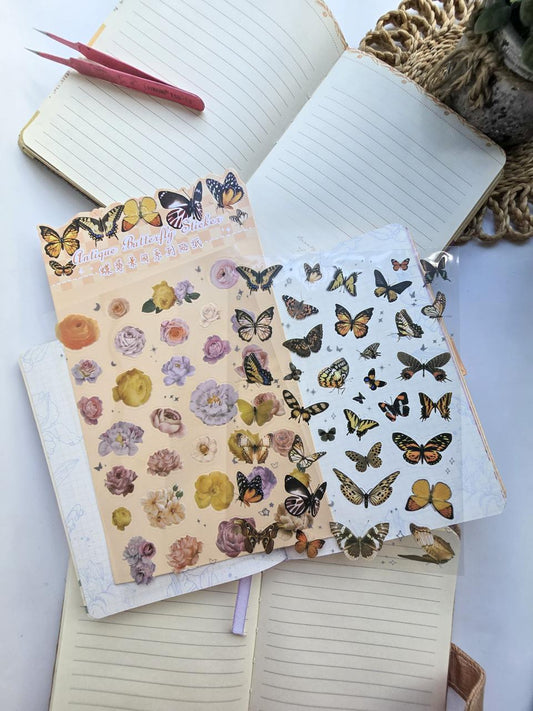 DYJY-404 Butterfly Floral PET Sticker Sheets | Yellow Butterfly Collection | 2 Sheets