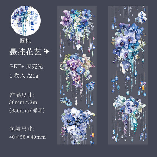 MHD-XHYS001-Floral Theme Transparent PET Sticker Roll | 50 mm | 2mtr