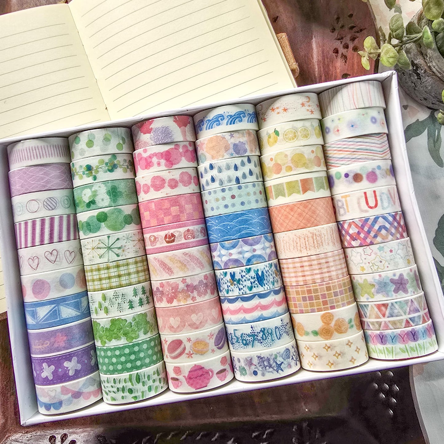 XM-JD2879 | Random Design Decorative Washi Tapes 6 Pcs | 1.5cm| 2mtr Long| No Choice