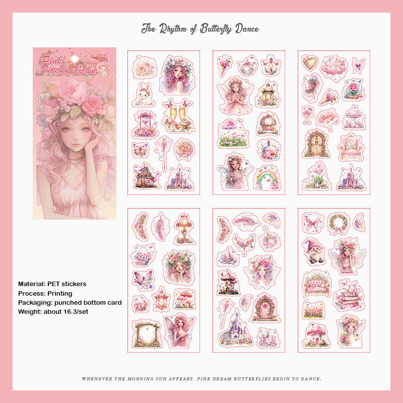 XYHM401|G9| - sticker pack Star Language Flower Dream series retro cut film handbook pet material stickers 6 pieces into 4 types
