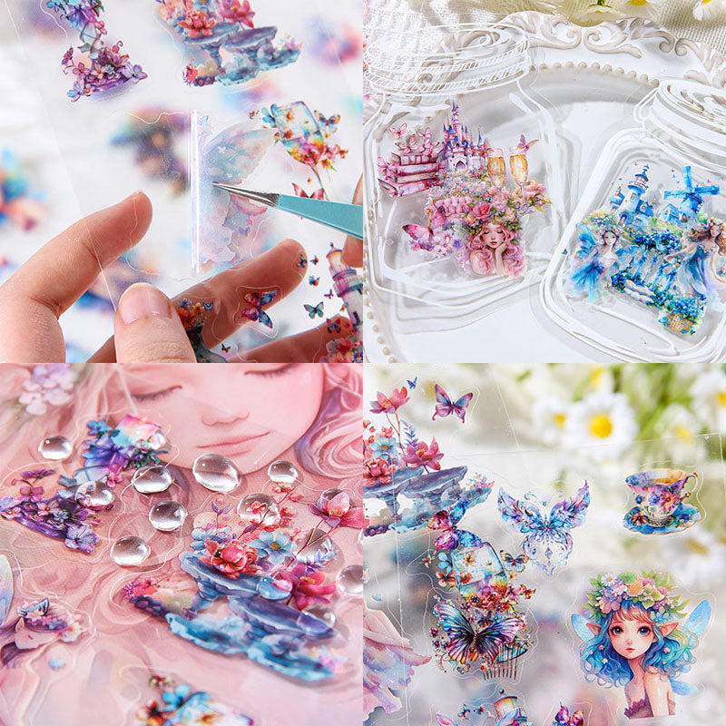 XYHM401|G9| - sticker pack Star Language Flower Dream series retro cut film handbook pet material stickers 6 pieces into 4 types