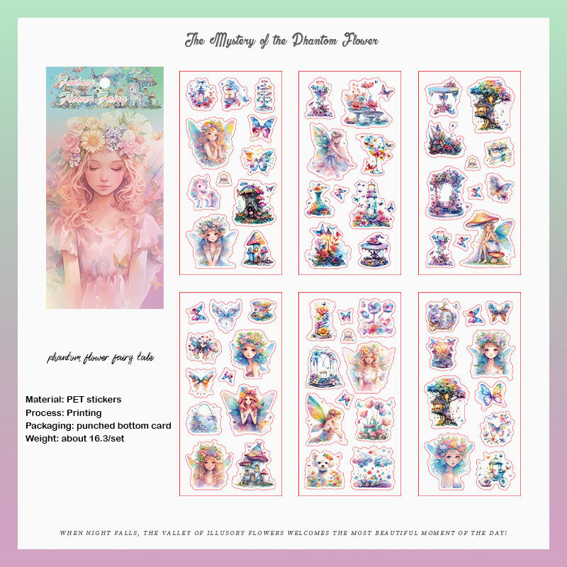 XYHM404|G9| - sticker pack Star Language Flower Dream series retro cut film handbook pet material stickers 6 pieces into 4 types