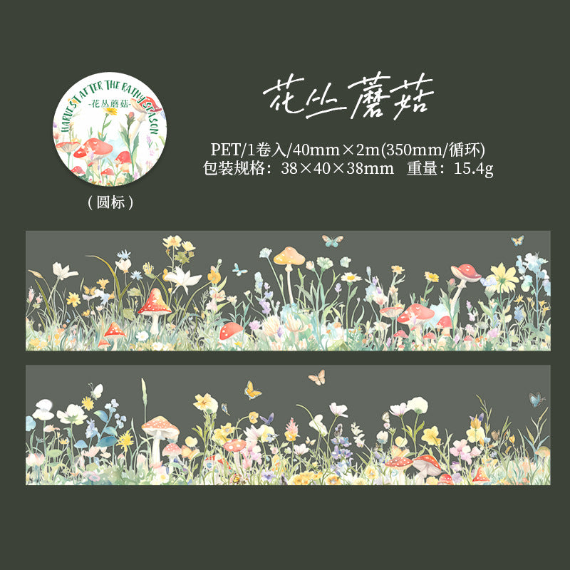 MHD-YJHD001-|RC|Mushroom Theme Transparent PET Sticker Roll | 40 mm | 2mtr