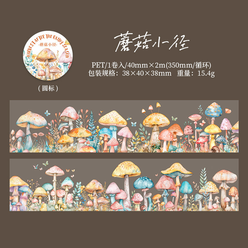 MHD-YJHD002-|RC|Mushroom Theme Transparent PET Sticker Roll | 40 mm | 2mtr