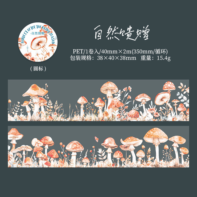 MHD-YJHD003-|RC|Mushroom Theme Transparent PET Sticker Roll | 40 mm | 2mtr