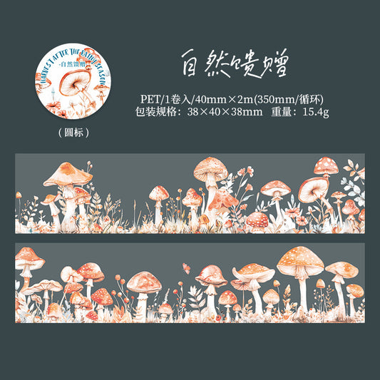 MHD-YJHD003-|RC|Mushroom Theme Transparent PET Sticker Roll | 40 mm | 2mtr