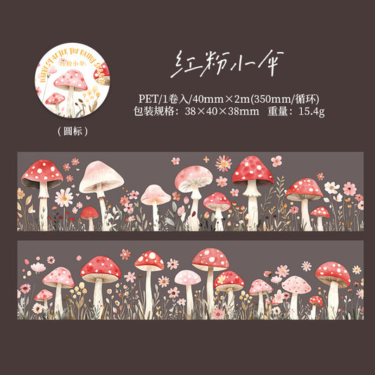MHD-YJHD005-|RC|Mushroom Theme Transparent PET Sticker Roll | 40 mm | 2mtr