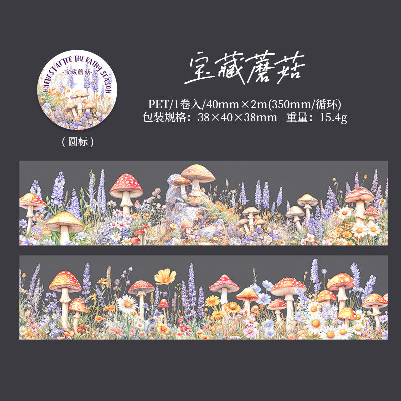 MHD-YJHD006-|RC|Mushroom Theme Transparent PET Sticker Roll | 40 mm | 2mtr