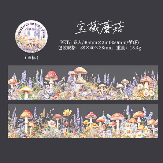 MHD-YJHD006-|RC|Mushroom Theme Transparent PET Sticker Roll | 40 mm | 2mtr