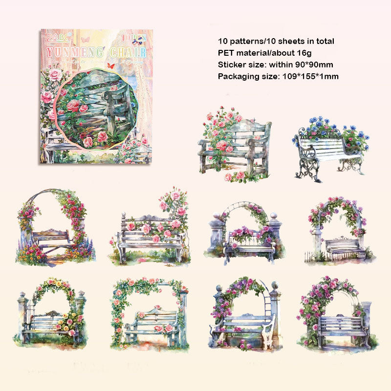 YJQF604 - sticker pack Yaju Qingfeng series creative handbook retro pet handbook material stickers 10 pieces