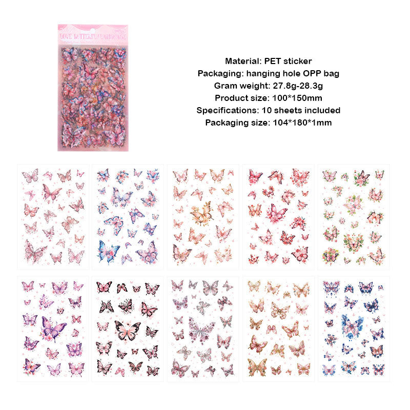 YXMD601|G-1|   sticker under the moon butterfly laser shell light hand account sticker waterproof pet film hand account material