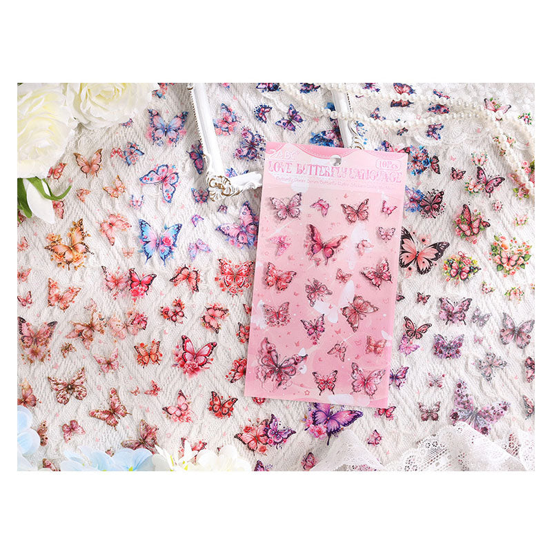 YXMD601|G-1|   sticker under the moon butterfly laser shell light hand account sticker waterproof pet film hand account material