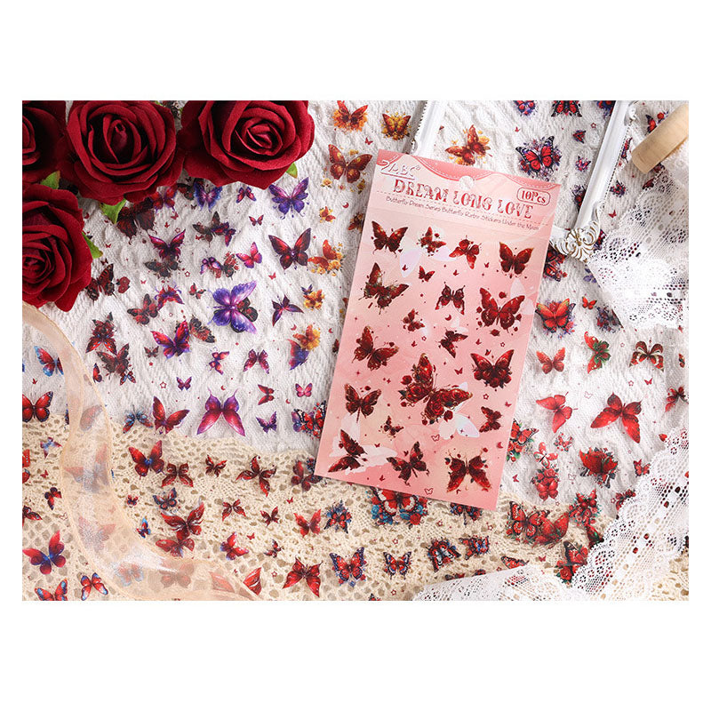 YXMD603 - sticker under the moon butterfly laser shell light hand account sticker waterproof pet film hand account material