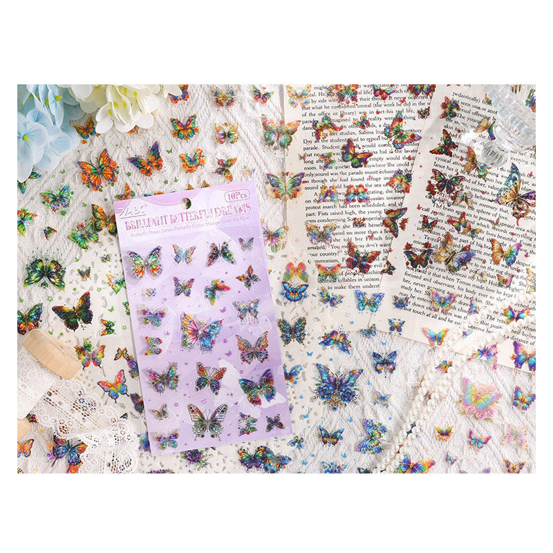 YXMD605 | G1| sticker under the moon butterfly laser shell light hand account sticker waterproof pet film hand account material