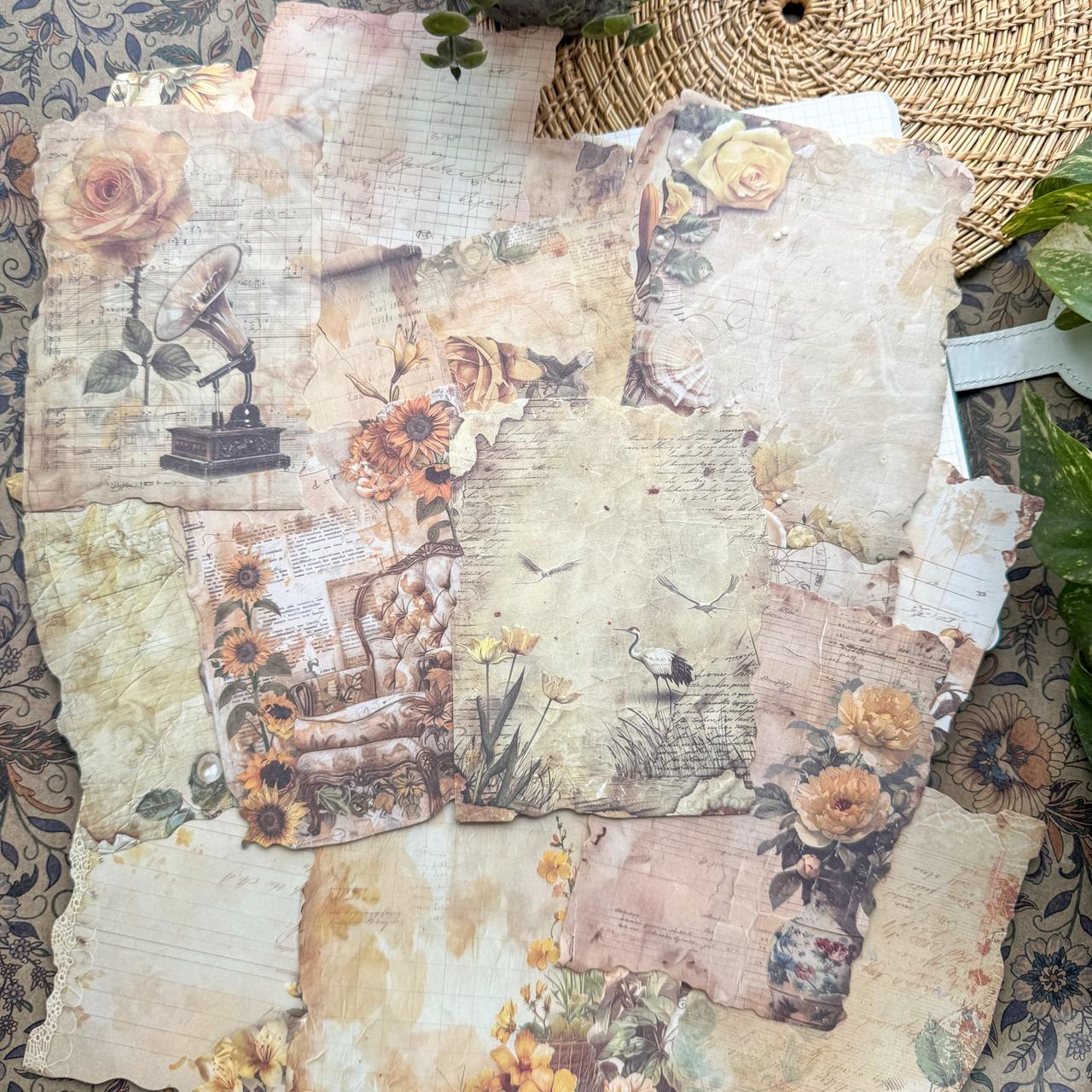 YMHJ602 - material paper Qimeng Huajian series non-sticky DIY collage retro creative notebook