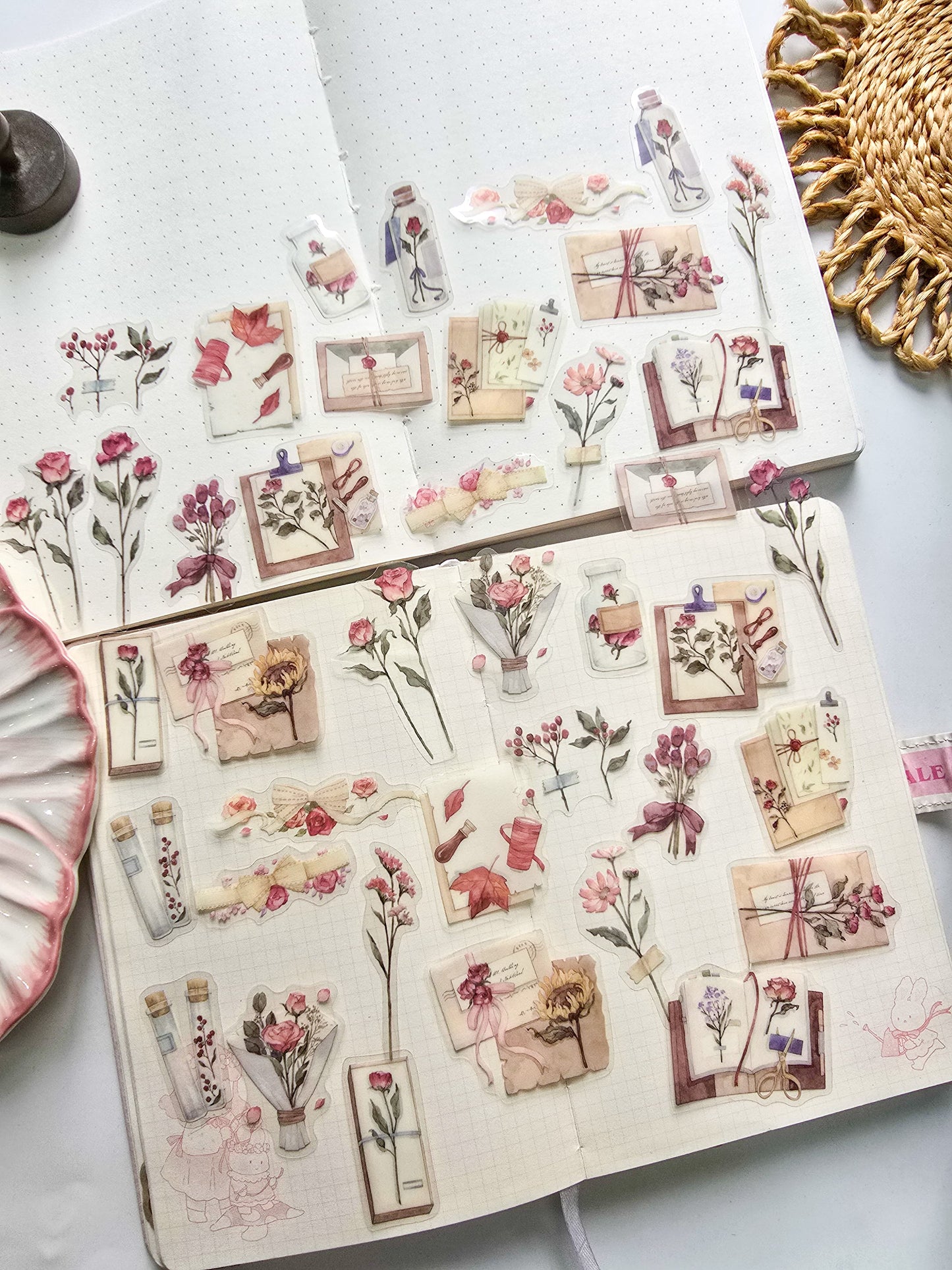 TZB-0674 Aesthetic Stickers |Transparent Pet Sticker|Journal Sticker 40 Pcs