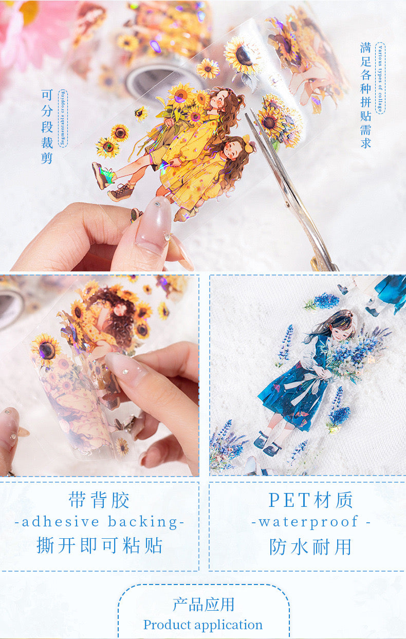 Hdsn003 |RC| PET Sticker Roll | Foiled Floral Sticker Collection | Girls Sticker 50mmx2m