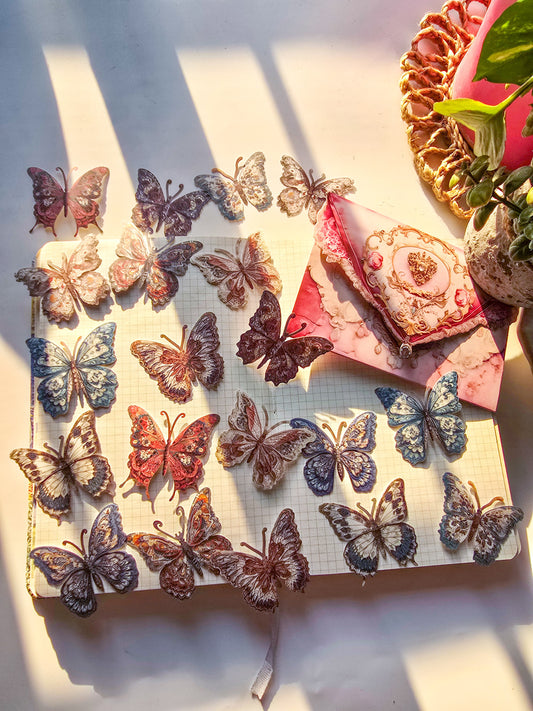 MG024-0960-Yan Ji stickers colorful glaze series butterfly gem small objects handbook decoration material 20 pieces 6 types|Butterfly