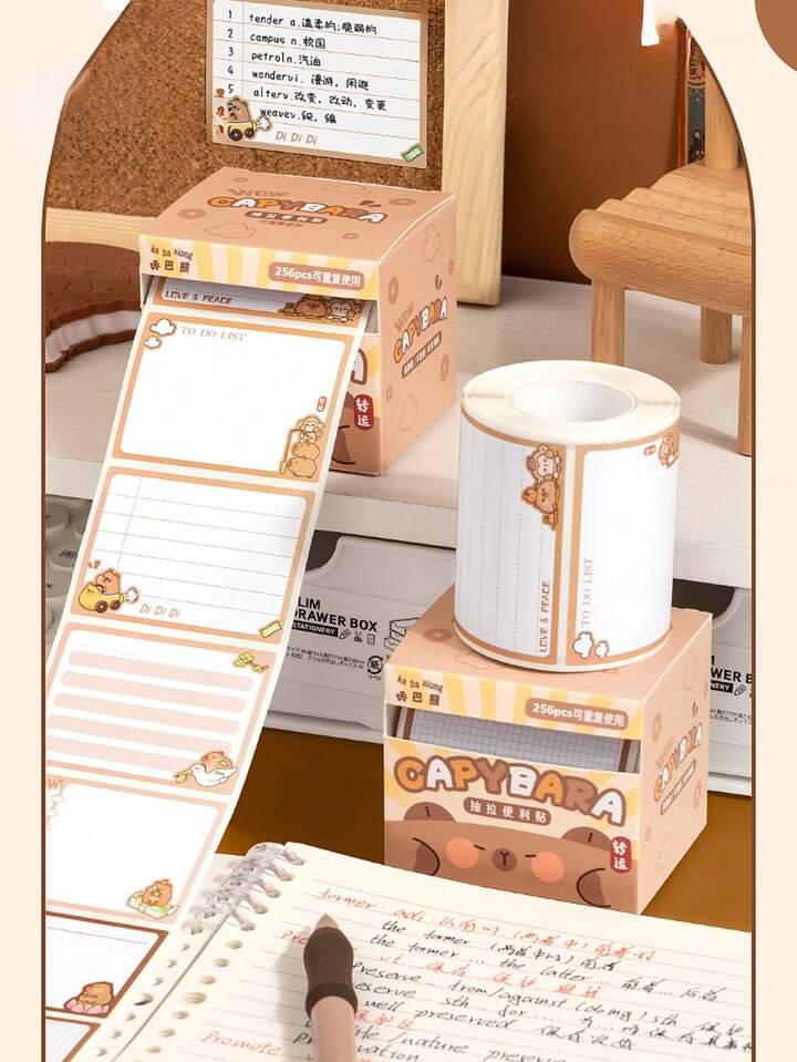 SN-06-256 Capybara | Sticky Notes | 256 pcs Kawaii Sticker Roll Brown