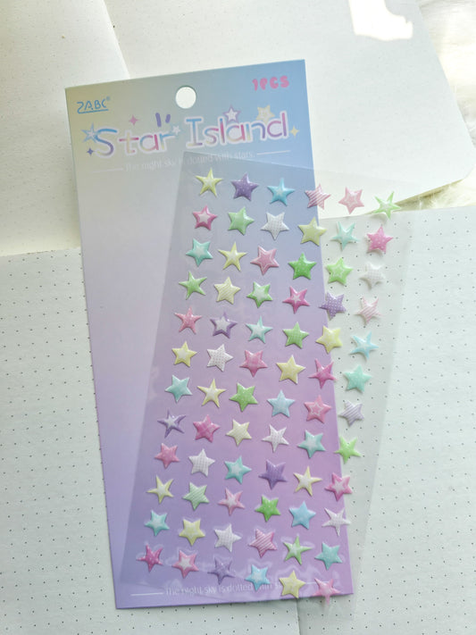 Ygth808 Star Island Fluffy Sticker 3D | 1 Sheet 100*185mm