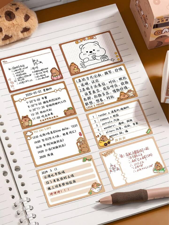 SN-06-256 Capybara | Sticky Notes | 256 pcs Kawaii Sticker Roll Brown