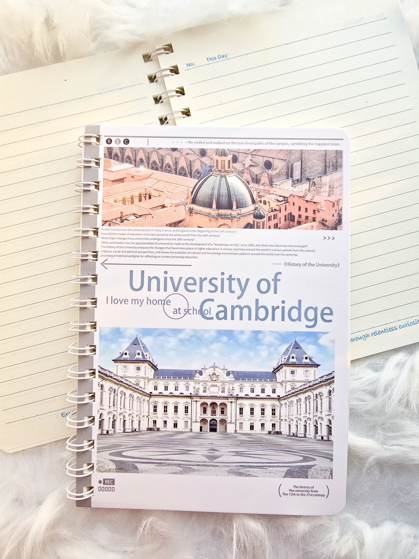 NBA51616us- University Of Cambridge Wiro Binding Notebook Blue Ruled Lines| 58 Sheets 145*206mm