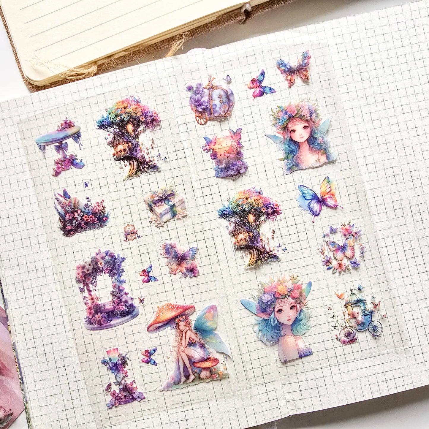 XYHM404|G9| - sticker pack Star Language Flower Dream series retro cut film handbook pet material stickers 6 pieces into 4 types
