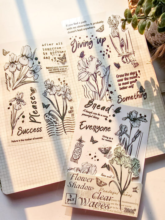 HYSX606|G3| Cross-border ZABCpet sticker flower poem heart series creative retro film cutting hand account material sticker 3 into