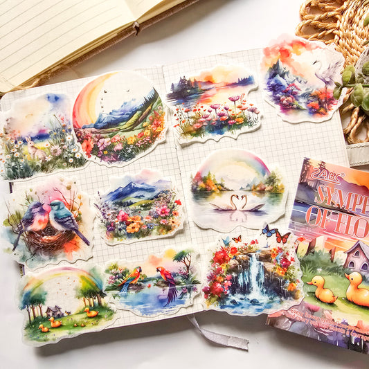 HHXZ606|G-2| - sticker package Flower Sea Boat Series Landscape Landscaping Special Oil and Paper Cut Film Handbook Material