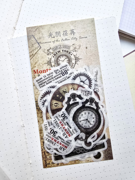 Xxtz08a005|G-1| Translucent Deco Sticker Clock Time Series | 20*3 60pcs