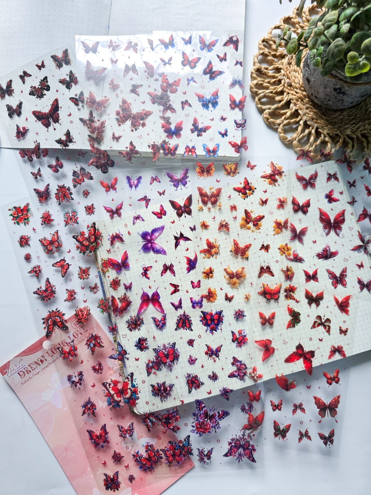 YXMD603 - sticker under the moon butterfly laser shell light hand account sticker waterproof pet film hand account material